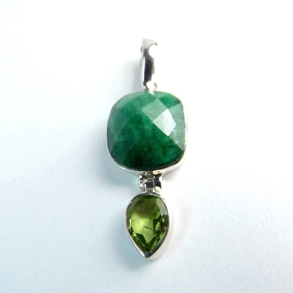4.50 CT Emerald & Peridot Sterling Silver Pendant